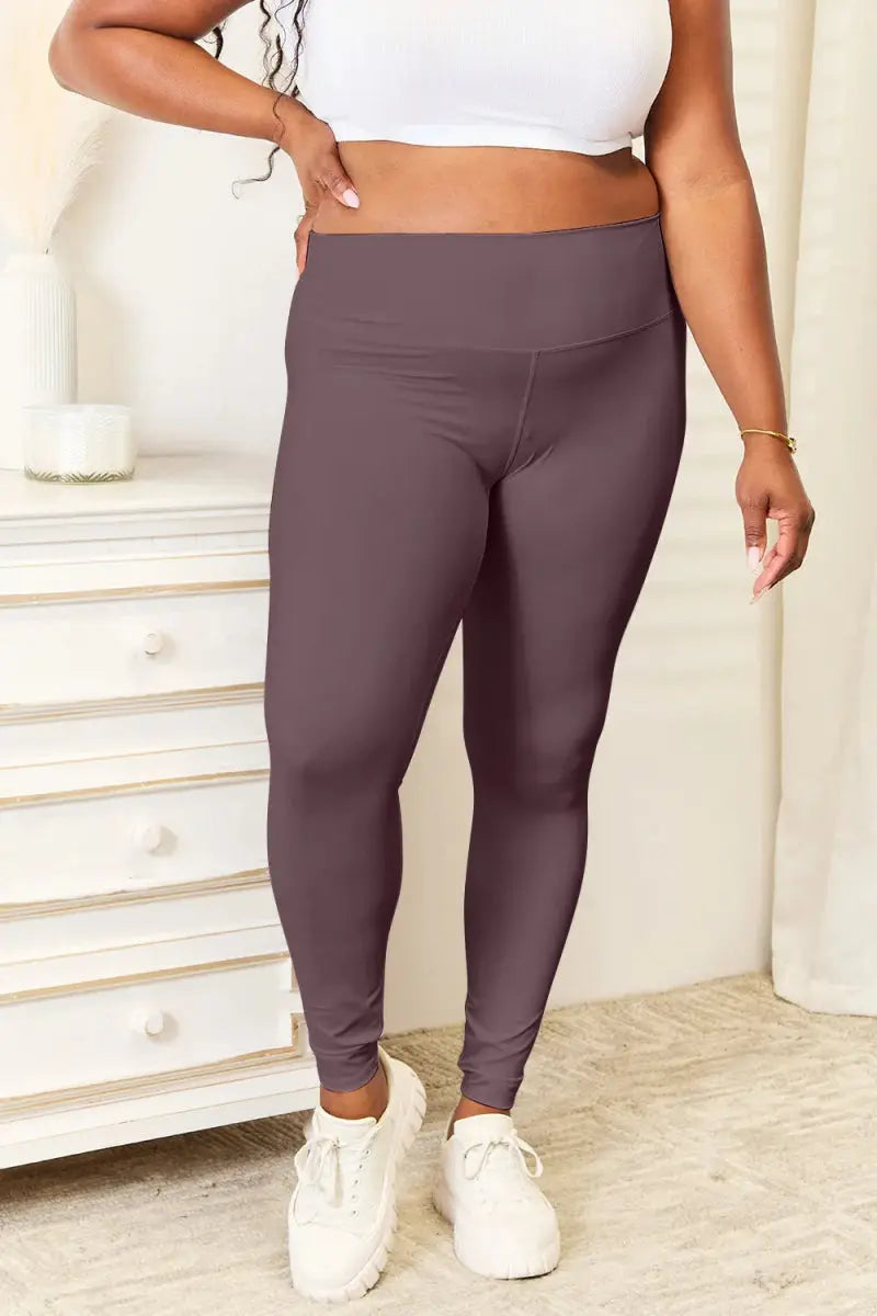 Double Take Wide Waistband Sports Leggings for Comfort - Love Salve